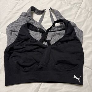 Puma Black & Gray Double Pack Seamless Sports Bras